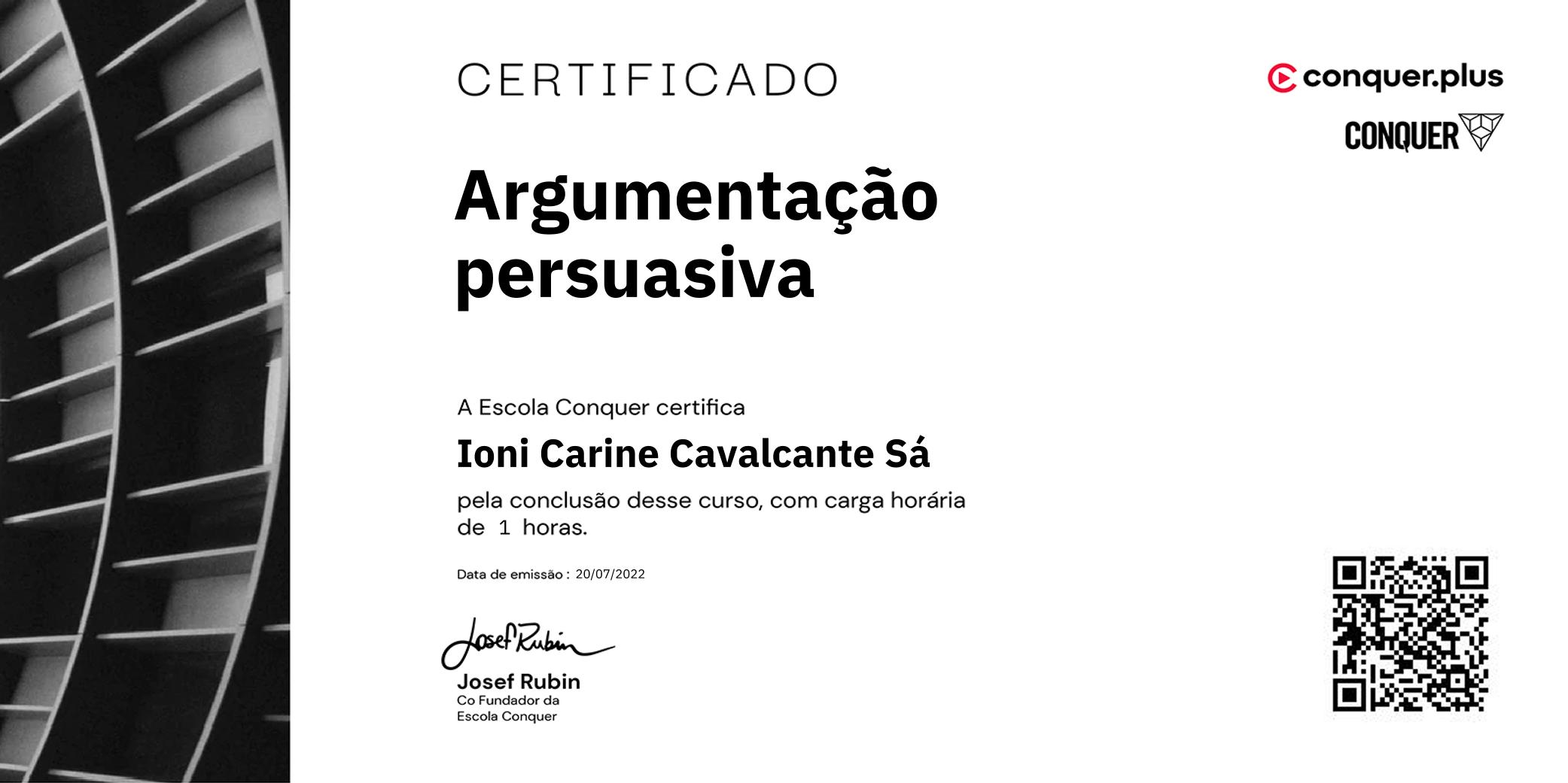 Certificado de Argumentação persuasiva
